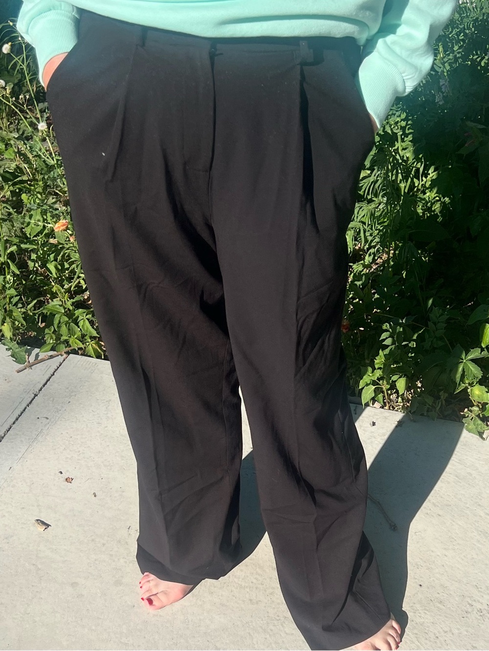 High-Waist Black Wide-Leg Trousers
